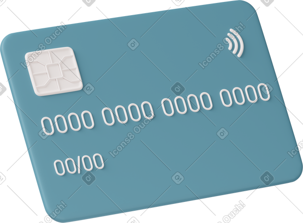 3D blue credit card PNG, SVG