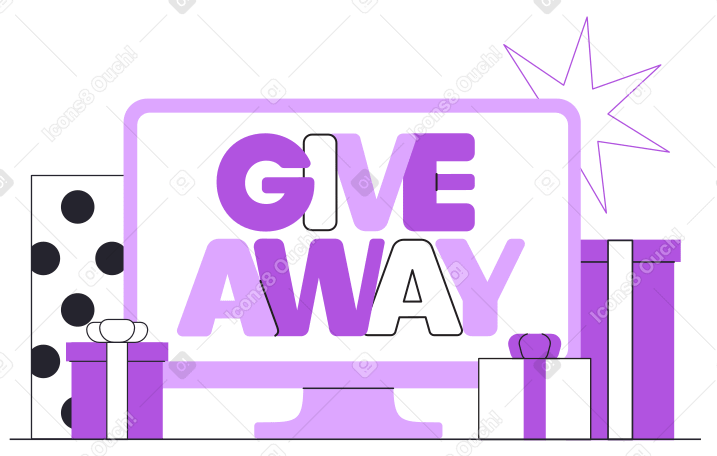 Надпись giveaway с текстом подарочных коробок в PNG, SVG