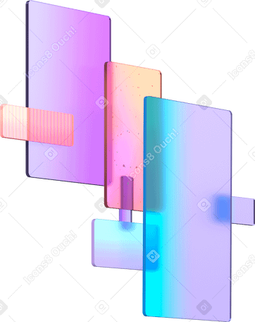 3D dynamic composition from rectangles with rounded corners PNG、SVG