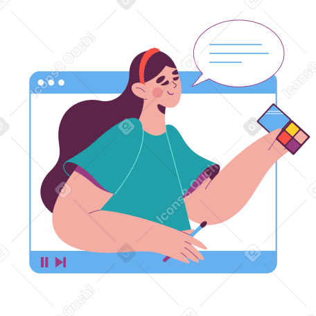 Woman leads a beauty vlog PNG, SVG
