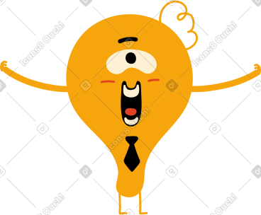 带领带的黄色单眼角色 PNG, SVG