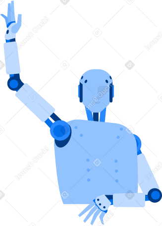 android robot raises his hand up and greets PNG、SVG