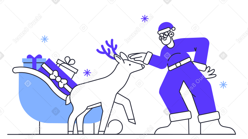 Père noël et cerf de noël PNG, SVG