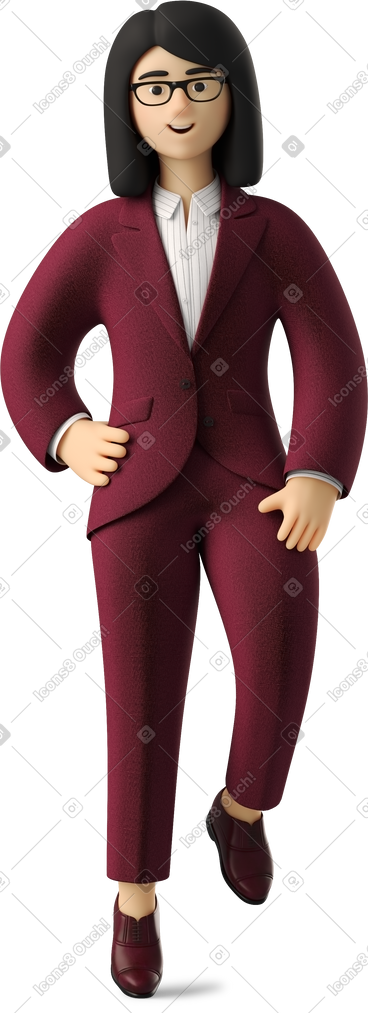 Sitting businesswoman in red suit PNG, SVG