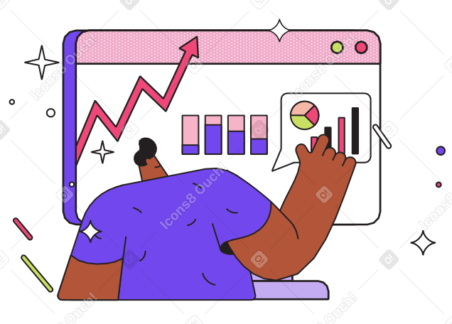 Man working with analytics on computer PNG, SVG