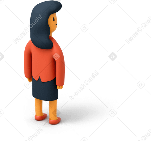 3D Back view of woman in suit looking right Illustration in PNG, SVG
