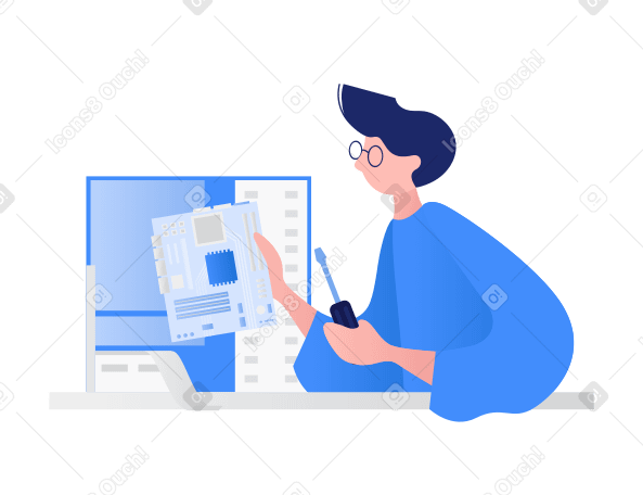 Computer repair Illustration in PNG, SVG