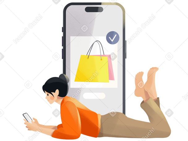 온라인 쇼핑을 하는 젊은 여성 PNG, SVG