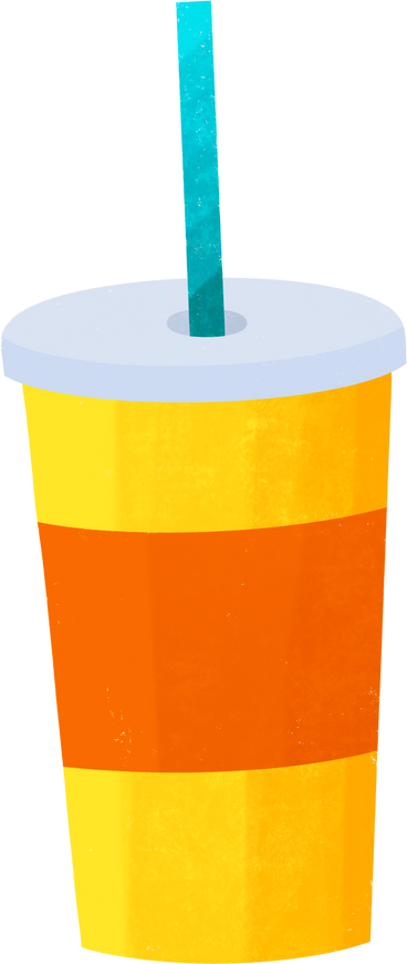 yellow disposable cup with drinking straw PNG, SVG