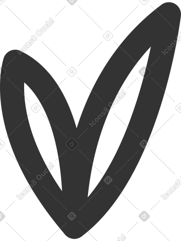 Two leaves with thick black outline PNG, SVG