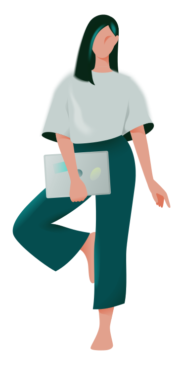 Woman standing with laptop PNG, SVG