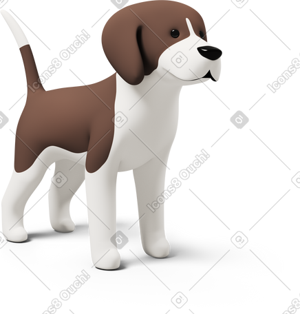 3D side view of a beagle dog PNG, SVG