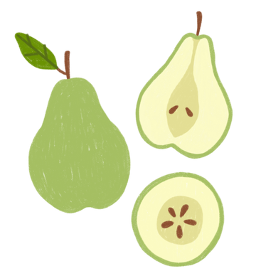 Pear, half of a pear and a pear slice PNG, SVG