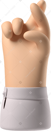 3D White skin hand with fingers crossed PNG, SVG