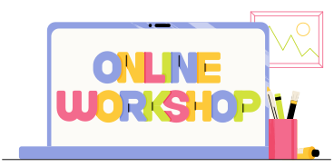 Lettering Online Workshop in laptop with pencils cup text PNG, SVG