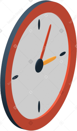 3D red clock to the right в PNG, SVG