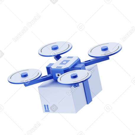 3D Package getting delivered by a drone animated illustration in GIF, Lottie (JSON), AE