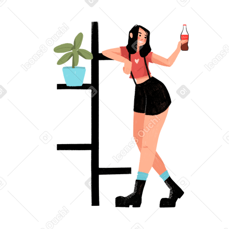 Girl with Cola Illustration in PNG, SVG