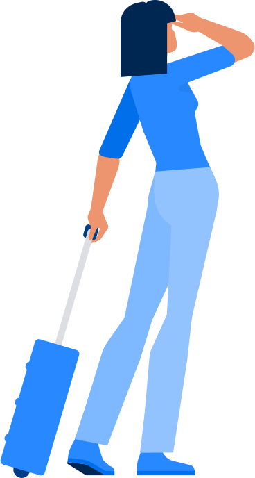 Weibliche reisende mit gepäck, die in die ferne blickt PNG, SVG