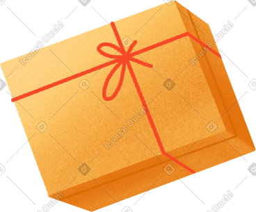 Yellow gift with a red ribbon PNG, SVG