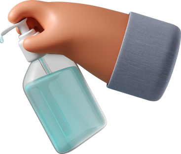 Tanned skin hand holding a sanitizer PNG, SVG