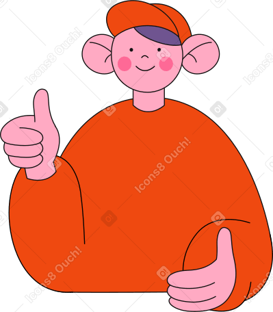 man in red baseball cap showing thumbs up Illustration in PNG, SVG
