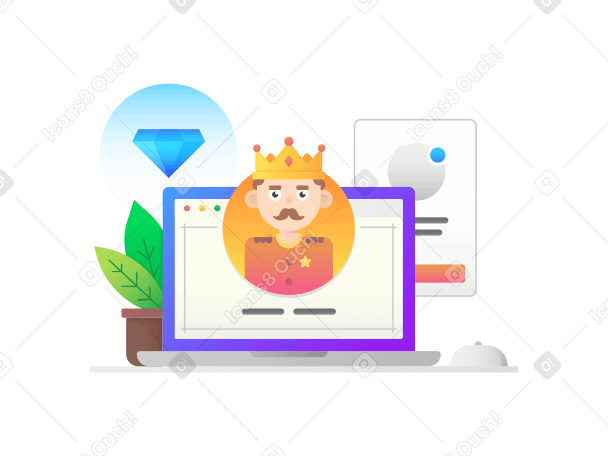 Computer screen with a king on it PNG, SVG