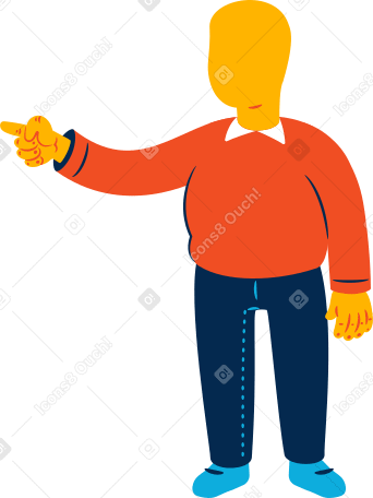 chubby man pointing Illustration in PNG, SVG
