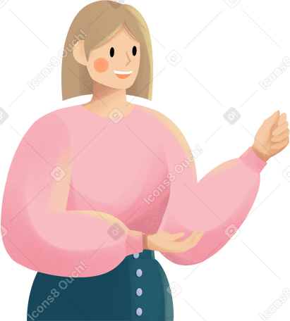 young woman in pink sweater PNG、SVG