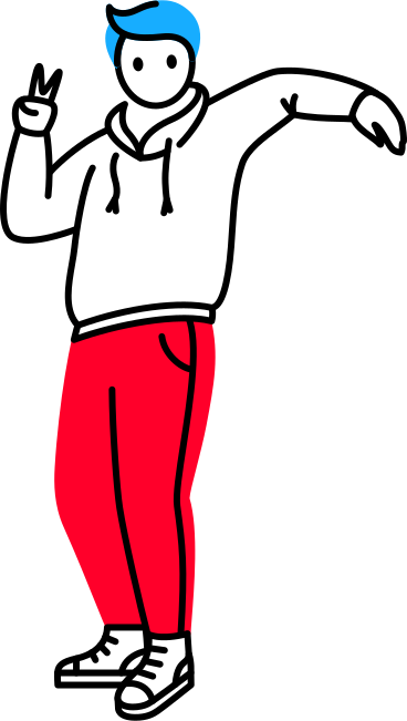 man showing peace sign and putting his arm on someone's shoulder PNG, SVG