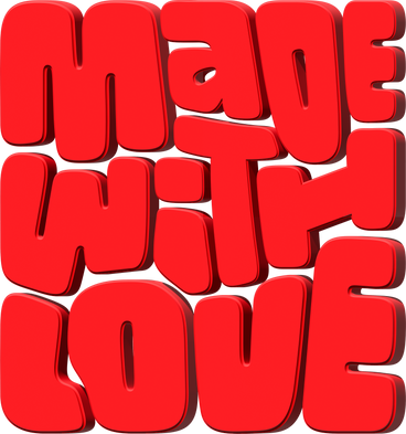 3d lettering made with love text PNG, SVG