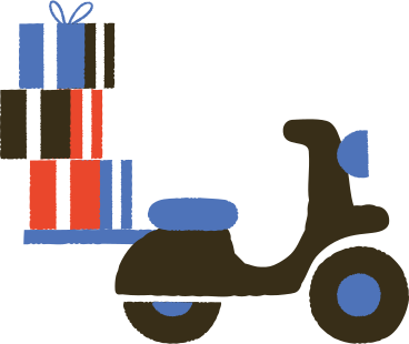 Vélomoteur avec des cadeaux PNG, SVG