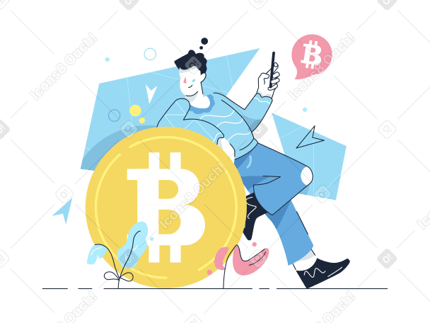 Man buying bitcoin online PNG, SVG