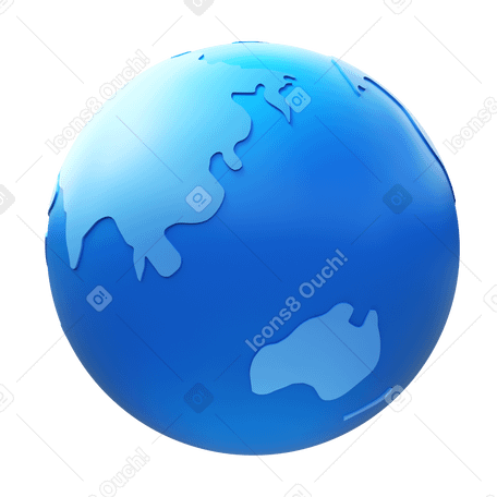 3D globe asia Illustration in PNG, SVG