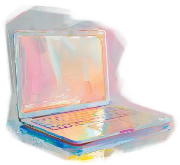 Oil painting of a laptop PNG, SVG