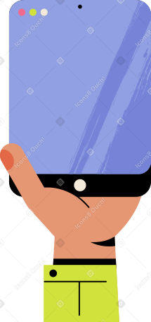 hand holding mobile phone with blank blue screen Illustration in PNG, SVG