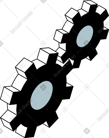 两个齿轮动态插图，格式有GIF、Lottie (JSON)、AE