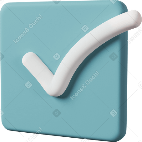 3D check mark in box side view blue PNG, SVG