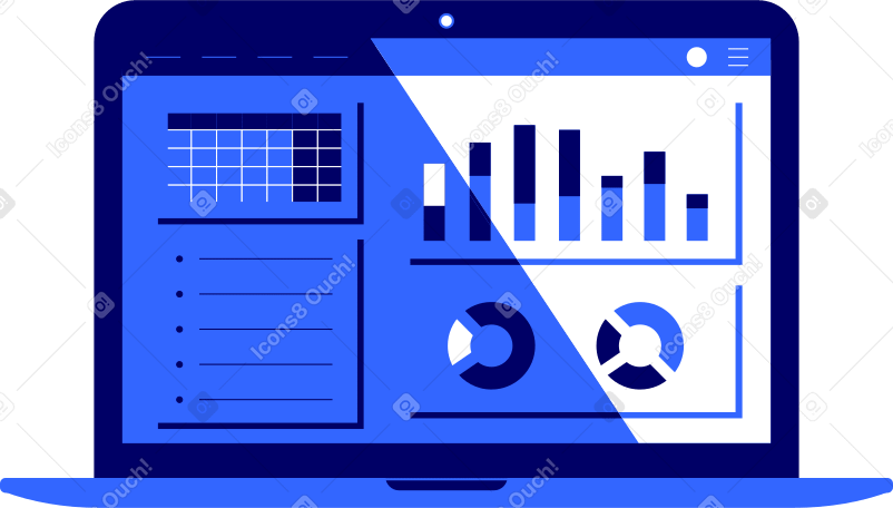 monitor with charts Illustration in PNG, SVG