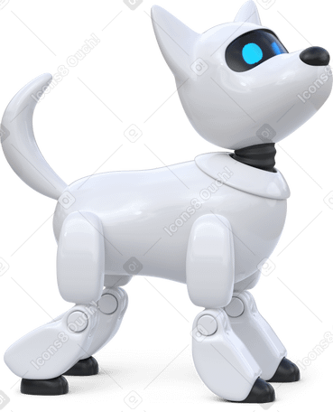 3D side view of robot dog looking up PNG, SVG