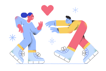 Man and woman ice skating PNG, SVG