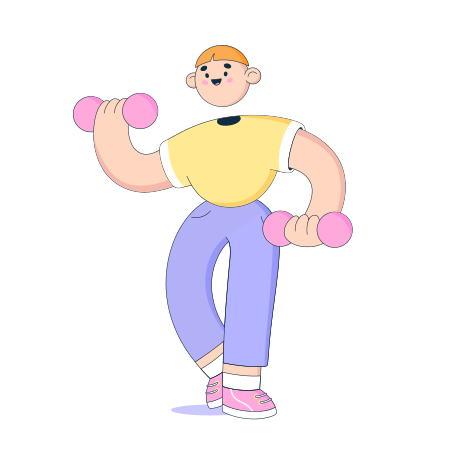 Man having workout with dumbbells Illustration in PNG, SVG