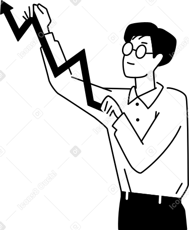 man holding a graph PNG, SVG
