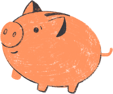 orange piggy bank PNG, SVG