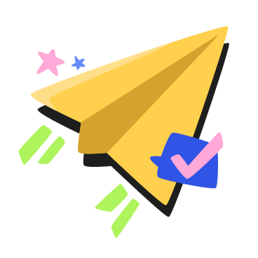 A paper airplane with a check mark animated illustration in GIF, Lottie (JSON), AE