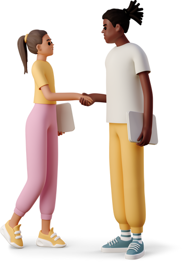 young woman and young man shake hands and make a deal PNG, SVG