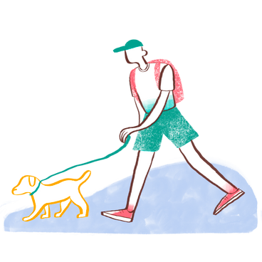 Mann geht mit dem hund spazieren PNG, SVG