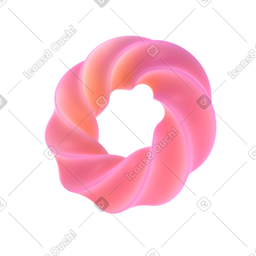 Three quarter view of gradient plastic twisted torus动态插图，格式有GIF、Lottie (JSON)、AE