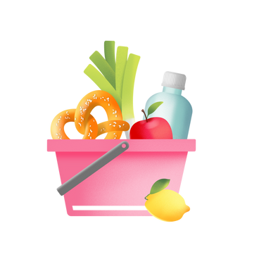 Food basket with groceries PNG, SVG