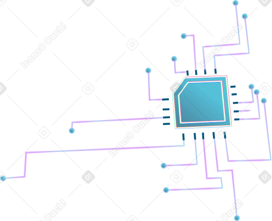 microchip with circuit lines PNG, SVG